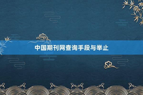 中国期刊网查询手段与举止